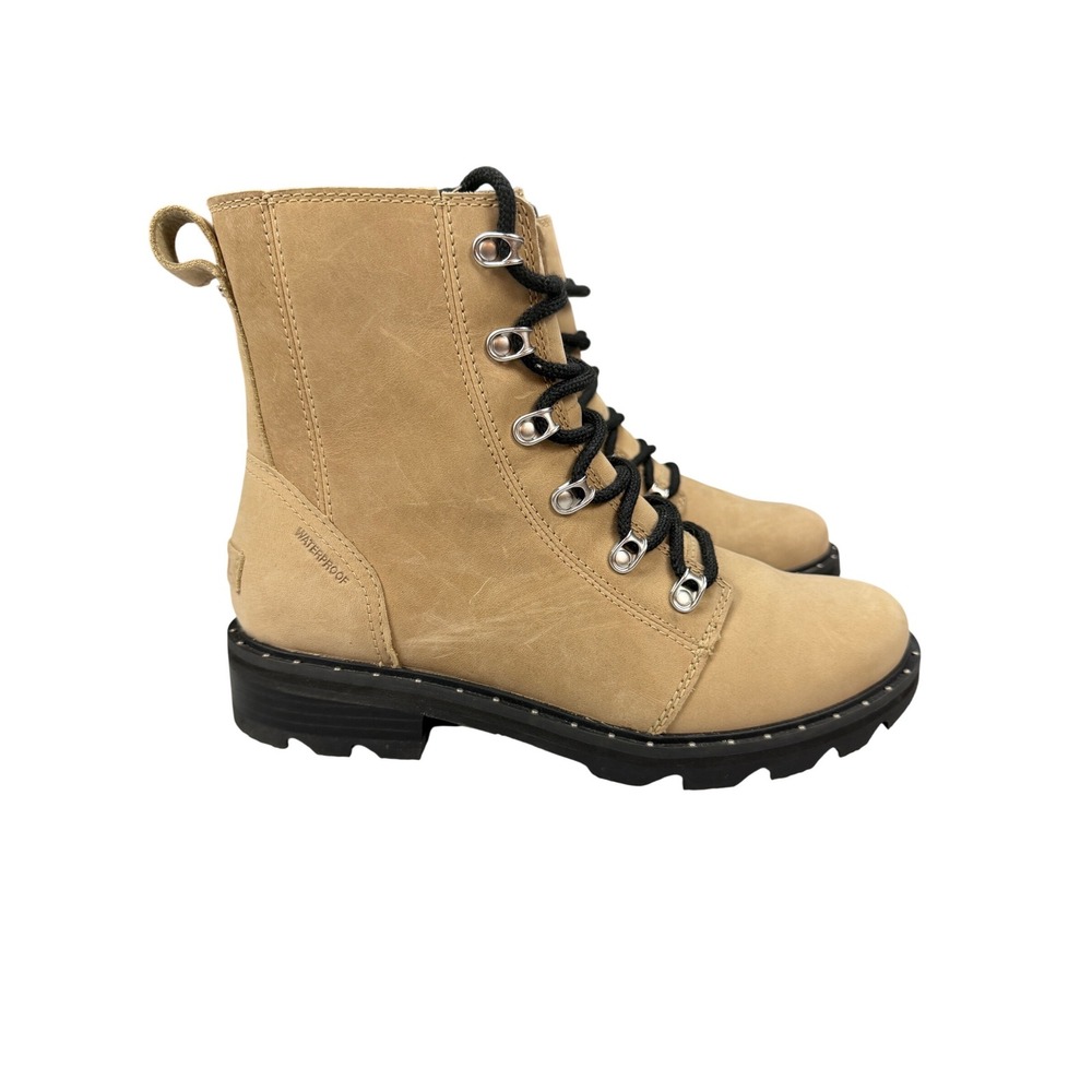 Sorel Lennox Lace Waterproof‎ Tan Leather Combat Boots NL3701-251 Womens 8.5